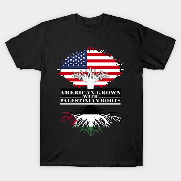 American Grown With Palestinian Roots Us Palestine Flag Tree T-Shirt by BramCrye